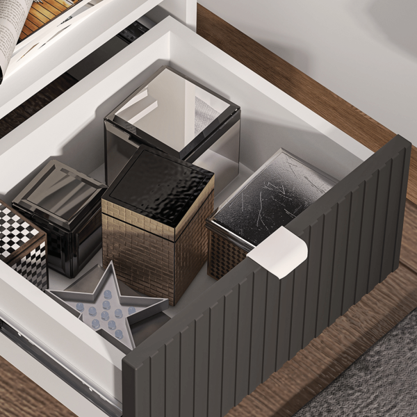 Nowoczesne Szafka Nocna Kastlik do Sypialni Loft Modern Biały Grafit Szary Dąb Castello TORINO 09