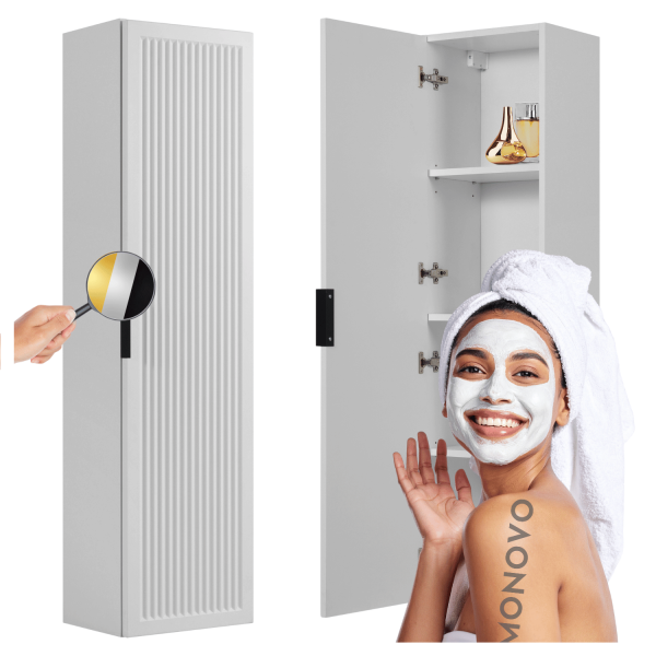 Nowoczesny Wiszący Elegancki Słupek Łazienkowy 136 cm Biały Ryflowany do Łazienki STYLE