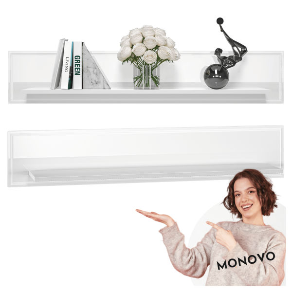 Nowoczesna Półka Wisząca Frezowane Zdobienia do Sypialni Salonu Glamour Biały GOLDIN 09