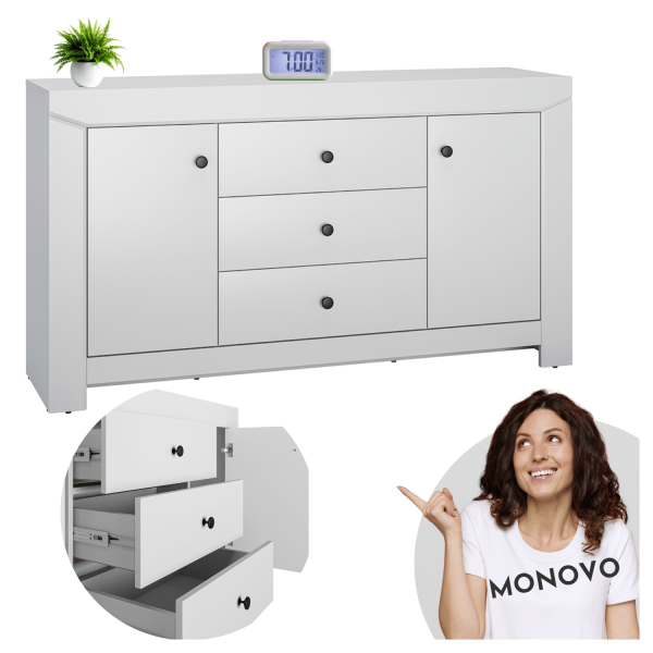 Nowoczesna Duża Komoda do Sypialni Salonu Minimalistyczna Szary Srebny TERNI 06