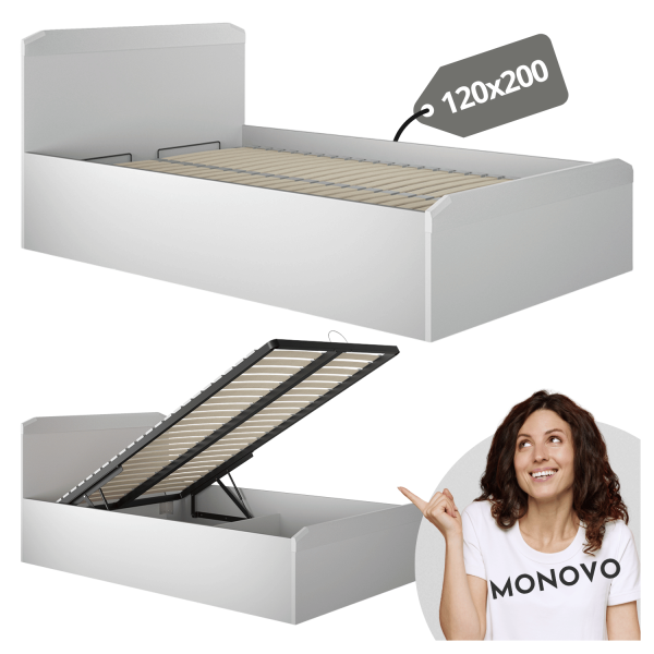 Nowoczesne Łóżko 120x200 do Sypialni Minimalistyczna Szary Srebny TERNI 14