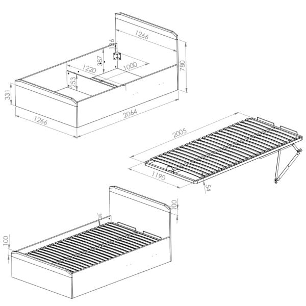 Nowoczesne Łóżko 120x200 do Sypialni Minimalistyczna Szary Srebny TERNI 14