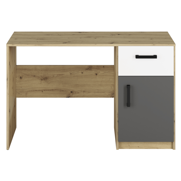 Nowoczesne Biurko do Sypialni Pokoju Młodzieżowego Loft Biały Antracyt Dąb Artisan FINI 08