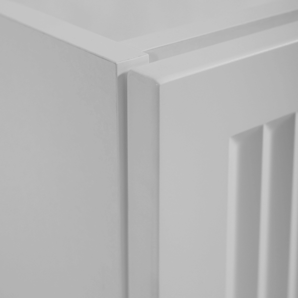 Elegancka Nowoczesna Ryflowana Szafka Łazienkowa Zestaw Wiszący z Regałami i Blatem pod Umywalkę do Łazienki 100 cm Biały STYLE