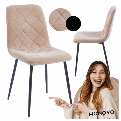 Krzesło Pikowane Cappuccino Tapicerowane Nowoczesne Loft Do Kuchni Jadalni Salonu Beżowe FORE