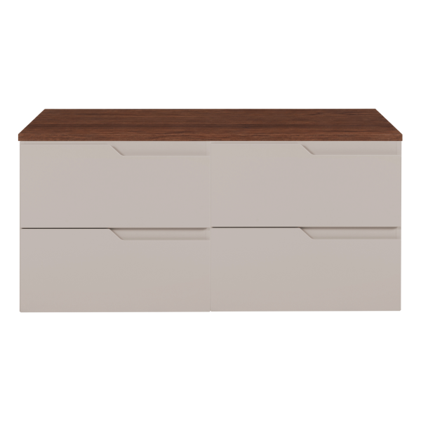 Szafka pod Umywalkę 120 cm Wisząca Łazienkowa Nowoczesna Elegancka z Blatem Beżowa Orzech Kaszmirowa MODERN