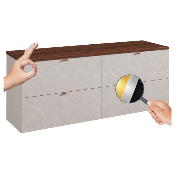 Elegancka Wisząca Szafka z Blatem 160 cm Kaszmirowa Łazienkowa pod Umywalkę Nowoczesna Beżowa Orzechowa TREND
