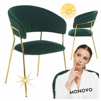 Nowoczesne Krzesło Welurowe Glamour Butelkowa Zieleń Tapicerowane Do Jadalni Salonu Zielone HAVANA