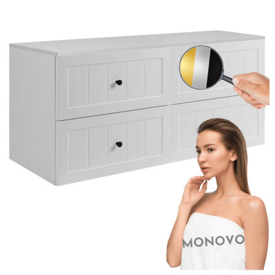 Biała Szafka Łazienkowa Elegancka 120 cm Zestaw Pod Umywalkę z Blatem Klasyczny Retro GUSTO