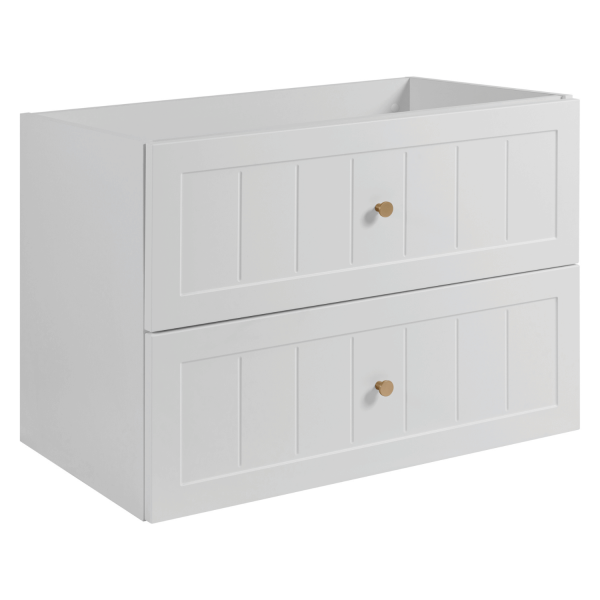 Elegancki Zestaw Wiszący pod Umywalkę 120 cm do Łazienki z Blatem i Regałami Biały Vintage Retro GUSTO