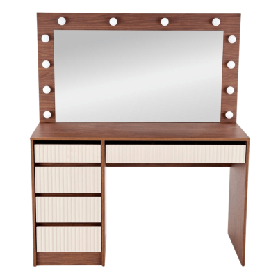 Nowoczesna Toaletka z Oświetleniem LED do Sypialni Glamour Kaszmir Orzech HOLLYWOOD 2 XL Halmar