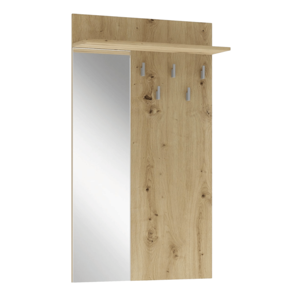 Nowoczesny Wieszak Ścienny Panel z Lustrem do Przedpokoju Skandynawski Dąb Artisan LIMA PR1 Halmar