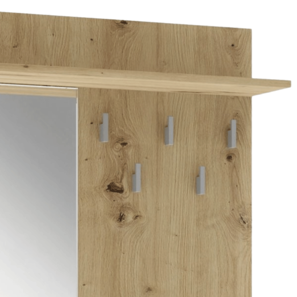 Nowoczesny Wieszak Ścienny Panel z Lustrem do Przedpokoju Skandynawski Dąb Artisan LIMA PR1 Halmar