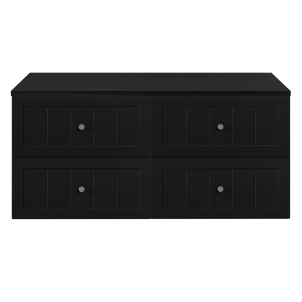 Elegancka Stylowa Czarna Szafka z Blatem Zestaw pod Umywalkę do Łazienki 120 cm Vintage Retro GUSTO