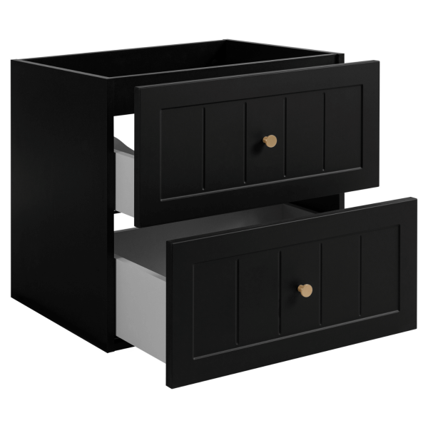 Wisząca Szafka 160 cm Łazienkowa z Blatem i Regałami pod Umywalkę Stylowy Elegancki Czarny Zestaw Vintage Retro GUSTO