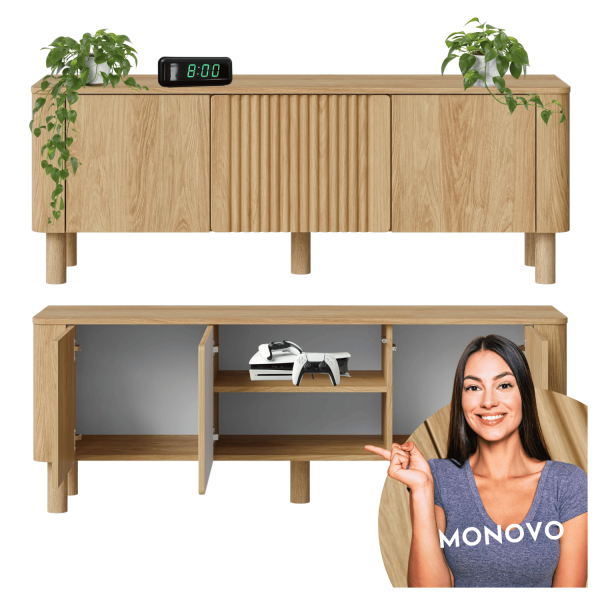 Nowoczesna Szafka Rtv 150 cm do Salonu Skandynawski Japandi Dąb Hikora ARANGO RTV1 Halmar