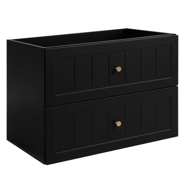 Szafka z Blatem 160 cm do Łazienki pod Umywalkę Czarna Wisząca Stylowa Vintage Retro GUSTO
