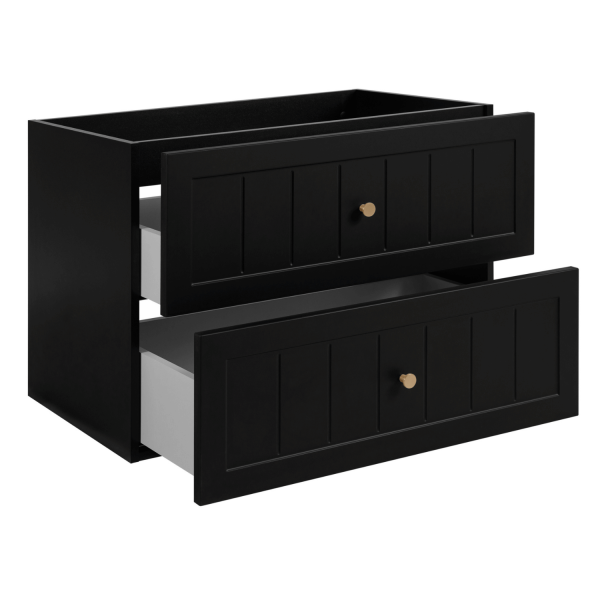 Szafka z Blatem 160 cm do Łazienki pod Umywalkę Czarna Wisząca Stylowa Vintage Retro GUSTO