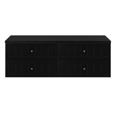 Szafka z Blatem 160 cm do Łazienki pod Umywalkę Czarna Wisząca Stylowa Vintage Retro GUSTO