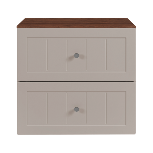 Wisząca Szafka pod Umywalkę do Łazienki z Blatem 60 cm Kaszmirowa Beżowa Orzechowa Retro Vintage GUSTO