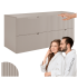 Elegancka Szafka do Łazienki Pod Umywalkę 120 cm Wisząca z Blatem Kaszmir Beż Ryflowana VENA