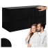 Elegancka Wisząca Czarna Szafka Łazienkowa Pod Umywalkę 120 cm z Blatem Ryflowana Nowoczesna VENA