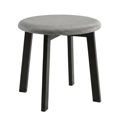 Nowoczesny Taboret Tapicerowany Loft Drewniany Czarny Szary Popielaty STELLA
