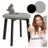 Nowoczesny Taboret Tapicerowany Loft Drewniany Czarny Szary Popielaty STELLA