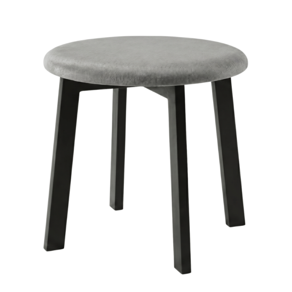 Nowoczesny Taboret Tapicerowany Loft Drewniany Czarny Szary Popielaty STELLA
