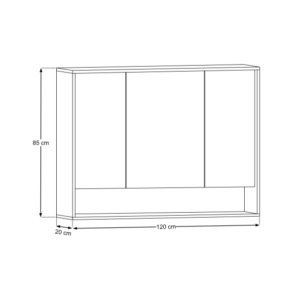Szafka Z Lustrem 120Cm 3 Drzwi