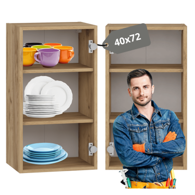 Szafka Wisząca Kuchenna Górna Bez Frontów 40 cm Korpus Szafki Do Kuchni Nowoczesny Dąb Craft VENTO G-40/72