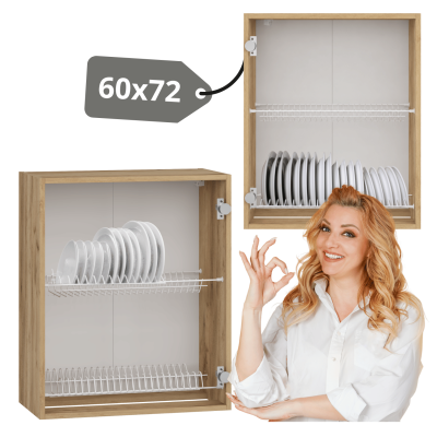 Nowoczesna Szafka Kuchenna Górna Bez Frontu z Ociekaczem 60 cm Korpus Meblowy Dąb Craft VENTO GC-60/72