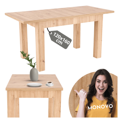 Tradycyjny Stół Rozkładany 120-160 Prostokątny do Salonu Skandynawski Dąb Artisan GIZMO Halmar