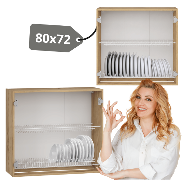 Korpus Kuchenny Meblowy 80 cm Szafka Górna Do Kuchni Wisząca Z Ociekaczem Dąb Craft VENTO GC-80/72