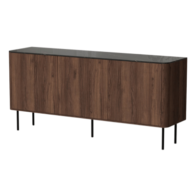 Nowoczesna Komoda do Salonu Mid Century Modern Loft Orzech Warmia Czarny Marmur SOLANO KM-1 Halmar