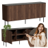 Nowoczesna Komoda do Salonu Mid Century Modern Loft Orzech Warmia Czarny Marmur SOLANO KM-1 Halmar