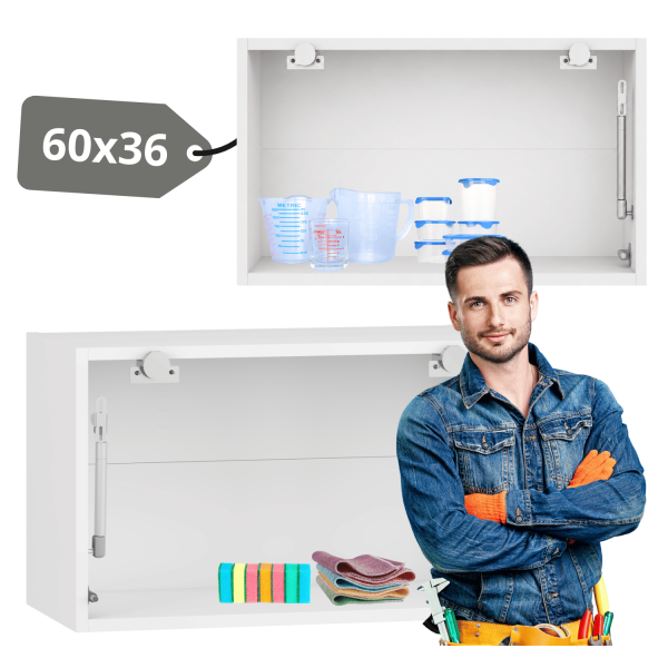 Korpus Meblowy Kuchenny 60 cm Nowoczesna Szafka Kuchenna Górna Wisząca Biała Okapowa VENTO GO-60/36