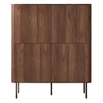 Nowoczesna Wysoka Komoda do Salonu Mid Century Modern Loft Orzech Warmia Czarny Marmur SOLANO KM-2 Halmar