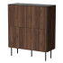 Nowoczesna Wysoka Komoda do Salonu Mid Century Modern Loft Orzech Warmia Czarny Marmur SOLANO KM-2 Halmar