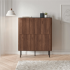 Nowoczesna Wysoka Komoda do Salonu Mid Century Modern Loft Orzech Warmia Czarny Marmur SOLANO KM-2 Halmar