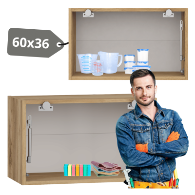 Nowoczesny Korpus Meblowy Kuchenny 60 cm Szafka Kuchenna Górna Wisząca Okapowa Dąb Craft VENTO GO-60/36