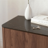 Nowoczesna Szafla RTV do Salonu Mid Century Modern Loft Orzech Warmia Czarny Marmur SOLANO RTV-1 Halmar