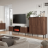 Nowoczesna Szafla RTV do Salonu Mid Century Modern Loft Orzech Warmia Czarny Marmur SOLANO RTV-1 Halmar