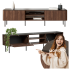 Nowoczesna Szafla RTV do Salonu Mid Century Modern Loft Orzech Warmia Czarny Marmur SOLANO RTV-2 Halmar