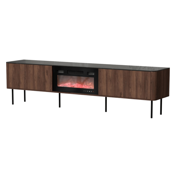 Nowoczesna Szafla RTV do Salonu Mid Century Modern Loft Orzech Warmia Czarny Marmur SOLANO RTV-2 Halmar