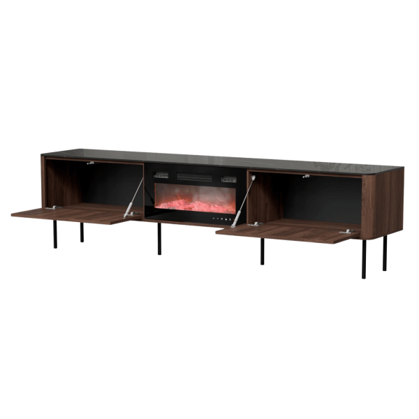 Nowoczesna Szafla RTV do Salonu Mid Century Modern Loft Orzech Warmia Czarny Marmur SOLANO RTV-2 Halmar