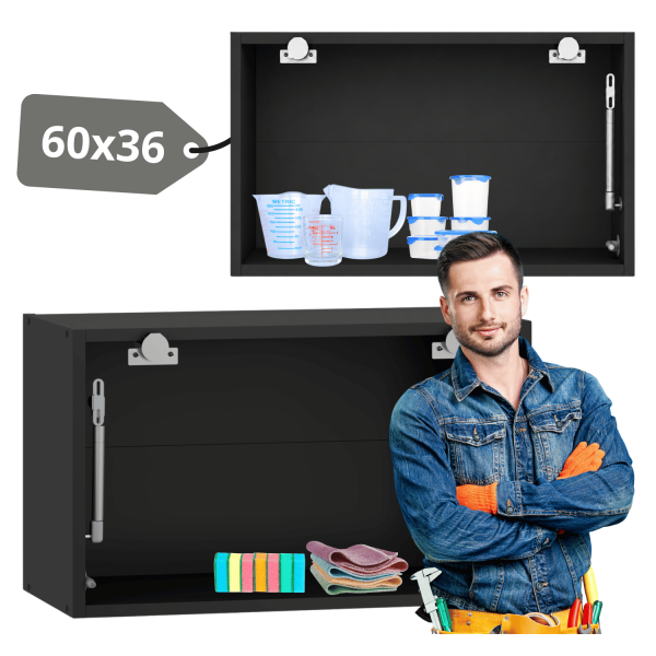 Czarny Korpus Meblowy Kuchenny Nowoczesna Szafka Kuchenna 60 cm Górna Wisząca Okapowa VENTO GO-60/36