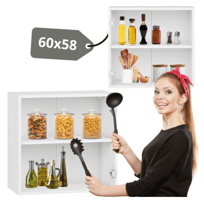 Nowoczesna Górna Szafka Kuchenna Wisząca Bez Frontu 60 cm Korpus Meblowy Kuchenny Biały VENTO GOO-60/58