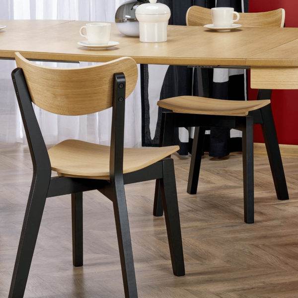 Nowoczesny Stół Rozkładany 100-200 do Salonu Loft Dąb Naturalny Nogi Czarny SORBUS Halmar