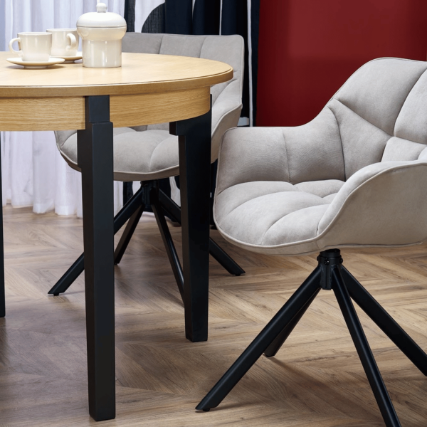 Nowoczesny Stół Rozkładany 100-200 do Salonu Loft Dąb Naturalny Nogi Czarny SORBUS Halmar
